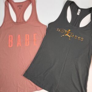 Lot of 2 Women's Athletic Racerback Tank Tops Workout Yoga Running Size Small